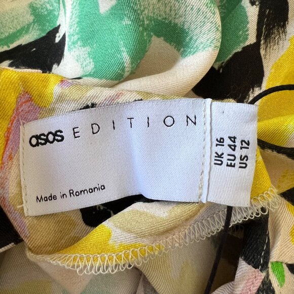 ASOS Edition Womens Blouson Sleeve Cut Out Midi Dress Oversized Floral Print 12 - Picture 13 of 16